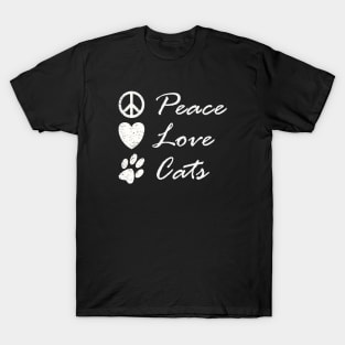 Peace Love Cats Cute Funny Hippy Graphic T-Shirt